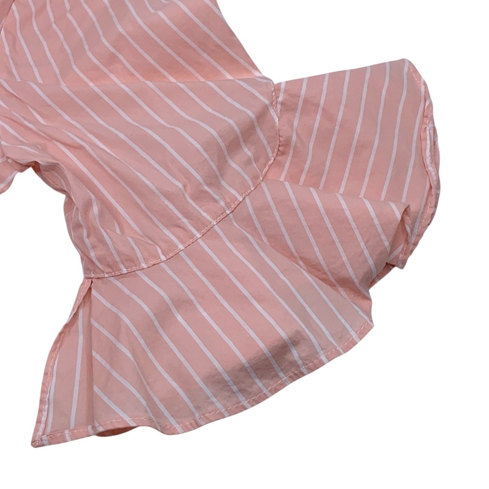 Calvin Klein Women's‎ 3/4 Ruffle Sleeve Blouse Top Peach/White Striped Sz M READ - Picture 5 of 11